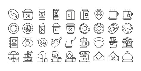Coffee Shop Icon Set in Lineal Color Style Suitable for web and app icon, presentation, and poster etc.