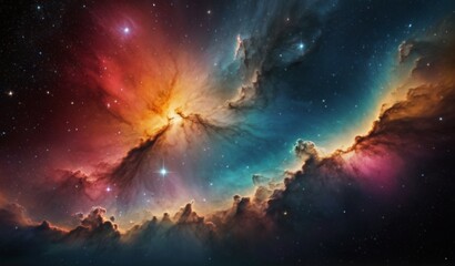 Colorful space galaxy cloud nebula, Stary night cosmos, Universe science astronomy from AI Generative