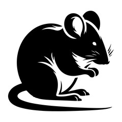 minimal mouse animal vector silhouette, black color silhouette