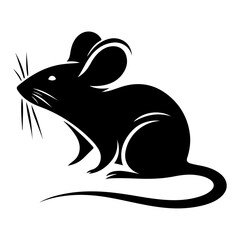 minimal mouse animal vector silhouette, black color silhouette