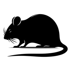 minimal mouse animal vector silhouette, black color silhouette