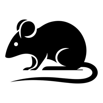 minimal mouse animal vector silhouette, black color silhouette