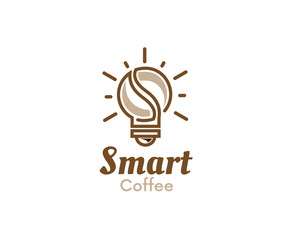 light bulb smart coffee bean logo icon symbol design template illustration inspiration