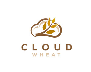 Fototapeta premium wheat cloud organic server logo icon symbol design template illustration inspiration