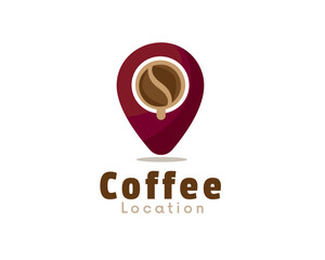 coffee bean place drink location logo icon symbol design template illustration inspiration