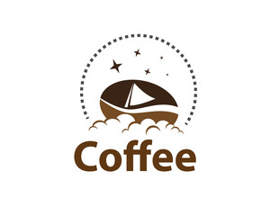 marine coffee bean sea logo icon symbol design template illustration inspiration