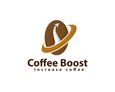 rise up boost roasting bean coffee logo icon symbol design template illustration inspiration