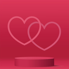 3d valentine podium scene for product display or placement. Vector