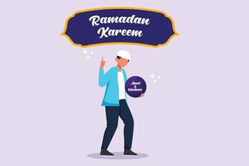 Welcoming Ramadan concept. Colored flat vector illustration isolated.