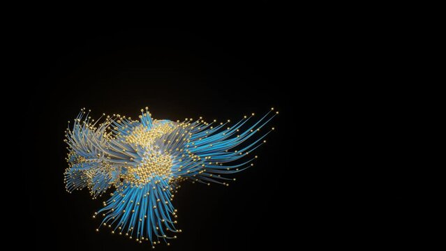 Abstract wavy blue and gold gradient lines on animated tentacles make an inspiring background.