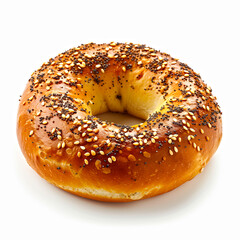 bagel with poppy seeds and sesame isolated on white