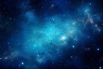 Generative AI Image of Abstract Outer Space Background with Starry Galaxy Nebula in Blue Sky