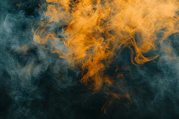 Abstract yellow smoke on a dark background. Texture