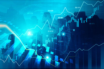 Stock market or forex trading graph in futuristic concept suitable for financial investment or Economic trends business idea and all art work design. Abstract finance background