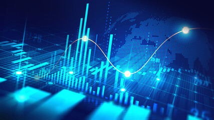 Stock market or forex trading graph in futuristic concept suitable for financial investment or Economic trends business idea and all art work design. Abstract finance background