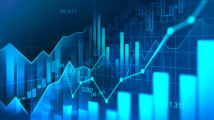 Stock market or forex trading graph in futuristic concept suitable for financial investment or Economic trends business idea and all art work design. Abstract finance background