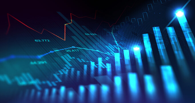 Stock market or forex trading graph in futuristic concept suitable for financial investment or Economic trends business idea and all art work design. Abstract finance background