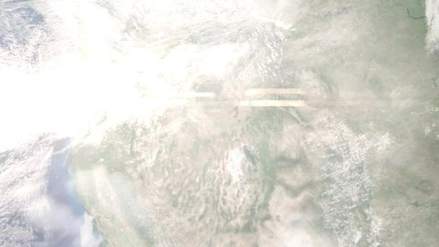 Zoom in from space and focus on Jerome, Idaho, USA. 3D Animation. Background for travel intro. Elements of this image furnished by NASA.