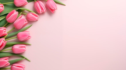 Pink tulips on the table