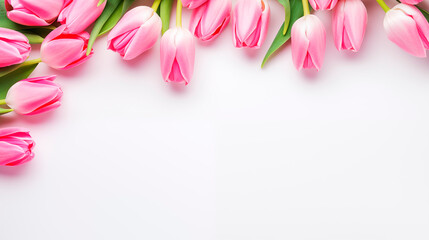 Pink tulips on the table