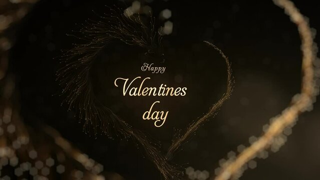 Particle Gold Glow Heart Background Loop. Happy Valentine's Day 4K animation background Video