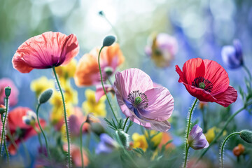 Beautiful Poppy Flowers Abstract Background