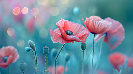 Beautiful Poppy Flowers Abstract Background