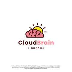Brain cloud logo, Brain combine with cloud and sun logo design on isolated background