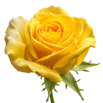 Yellow rose isolated on transparent background highly detailed flower Rose flower is a symbol of love