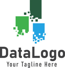 simple block data pixel internet transfer logo icon symbol design template illustration inspiration