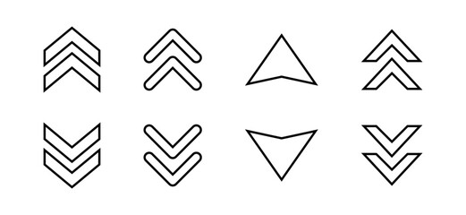 Swipe up down icon set in line style. Upward and downward arrow symbol vector