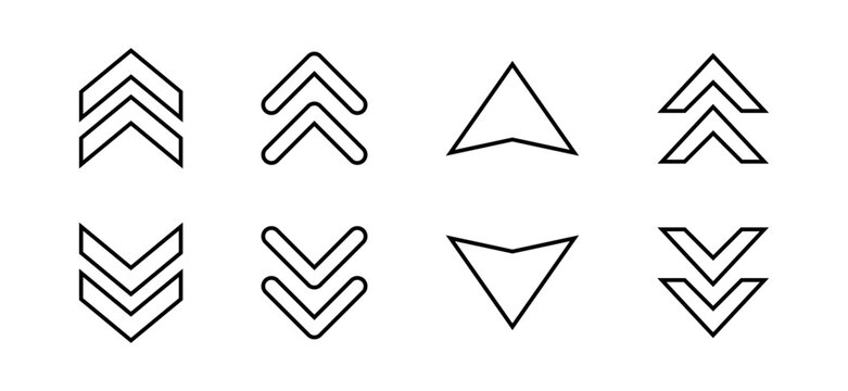 Swipe up down icon set in line style. Upward and downward arrow symbol vector