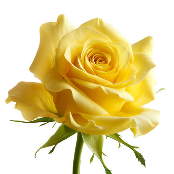 Yellow rose isolated on transparent highly detailed flower Rose flower is a symbol of love