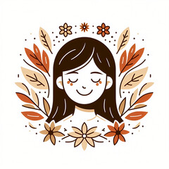 Mindfulness girl happy and smile graphic illustration for mental health day