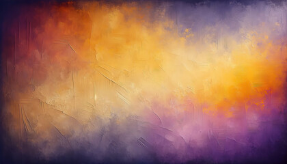 Warm Textured Sunset Wall Art – Abstract Orange and Purple Brush Strokes Background. wall,...