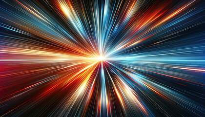 Warp Speed Starlight – Blazing Fast Motion Light Streaks. speed, glow, light, starlight, space, abstract, star, motion, warp, travel, galaxy, bright, background, starburst, shiny, explosion, blast - obrazy, fototapety, plakaty