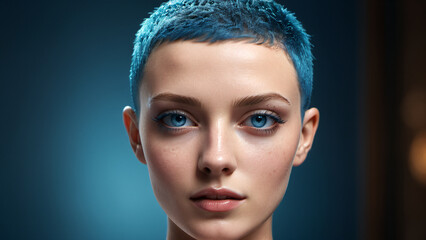 Close-Up Portrait of Person With Blue Hair
