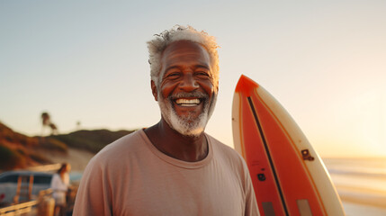 Portrait of african american man travel vacation retirement lifestyle concept