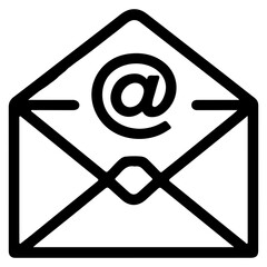 Email message envelope line art icon for apps and websites black outline vector illustration