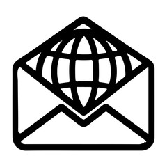 Email message envelope line art icon for apps and websites black outline vector illustration - obrazy, fototapety, plakaty
