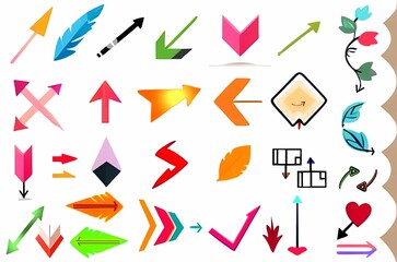 ポップなかわいいカラフルデザイン矢印セット
