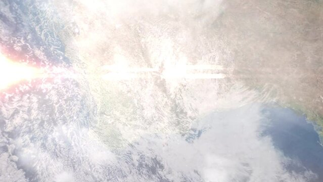 Zoom in from space and focus on Kalgoorlie, Australia. 3D Animation. Background for travel intro. Elements of this image furnished by NASA.