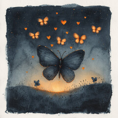 Valentine's Watercolor Fireflies of Love