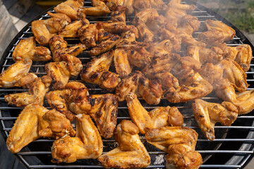Chicken wings on the charcoal grill