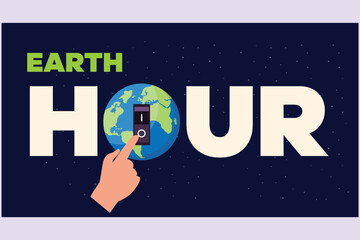 Earth Hour concept. Colored flat vector illustration isolated.