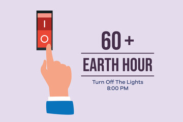 Earth Hour concept. Colored flat vector illustration isolated.