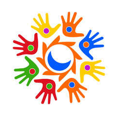 Astrology with colorful hands. sun and moon