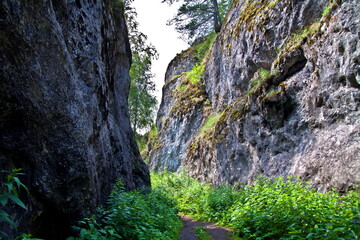 Obraz premium rocky mountains Muradymovsky gorge in the Republic of Bashkortostan in the Southern Urals