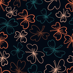Obraz premium Clover leaves. Hand-drawn graphics. Color seamless patterns for fabric and packaging design.