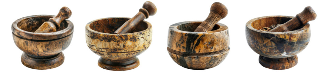 Mortar and pestle png set